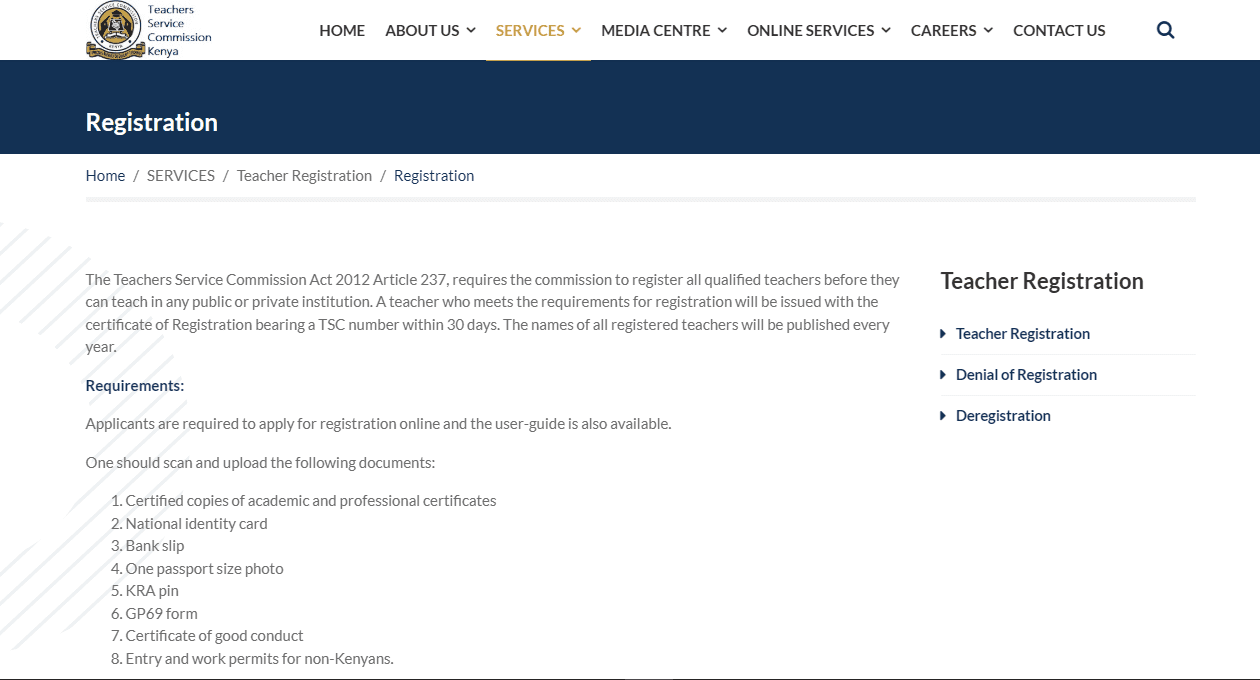 TSC Registration Process