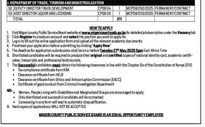 200+ Vacancies Available at Migori County Government 200+ Vacancies Available at Migori County Government