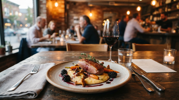  A photograph of food in a restaurant